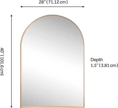 JONATHAN Y Elodie 28" x 40" Gold Arched Wall Mounted Mirror with Aluminum Frame for Bathroom Vanity Bedroom and Entryway Modern Decorative Home Decor MIR209C in Kuwait