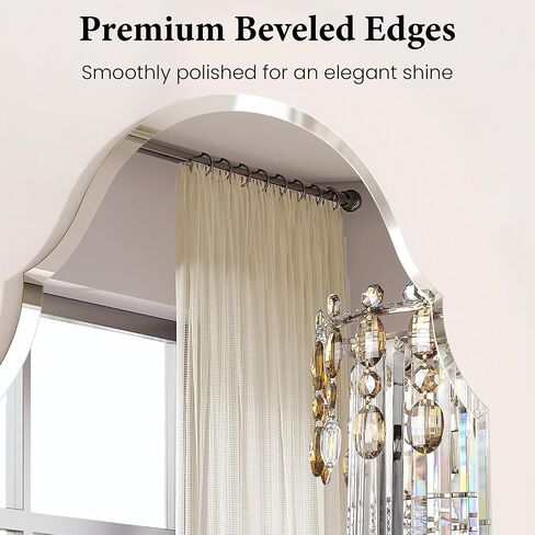 20 x 36 Inch Scalloped Arch Mirror, Frameless Beveled Vanity Mirror for Bathroom, Powder Room and Entryway, Solid-Backed Vertical Wall Mirror in Saudi Arabia