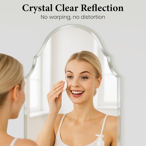 20 x 36 Inch Scalloped Arch Mirror, Frameless Beveled Vanity Mirror for Bathroom, Powder Room and Entryway, Solid-Backed Vertical Wall Mirror in Saudi Arabia