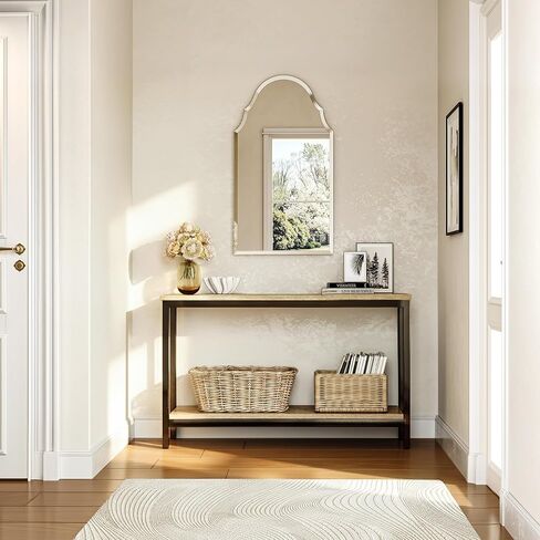 20 x 36 Inch Scalloped Arch Mirror, Frameless Beveled Vanity Mirror for Bathroom, Powder Room and Entryway, Solid-Backed Vertical Wall Mirror in Saudi Arabia