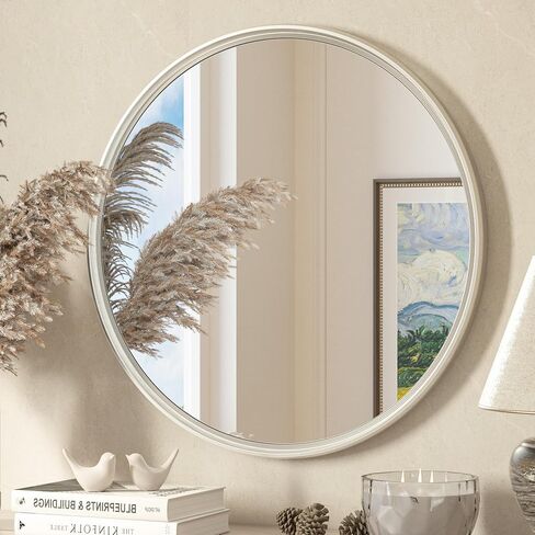 TETOTE Round Mirror 24 inch Brushed Nickel Mirror for Bathroom in Kuwait