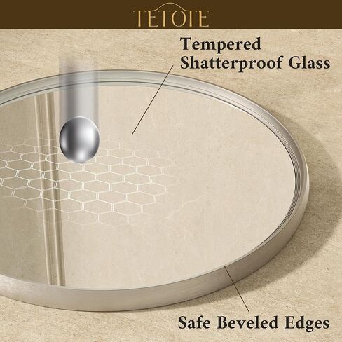 TETOTE Round Mirror 24 inch Brushed Nickel Mirror for Bathroom in Kuwait