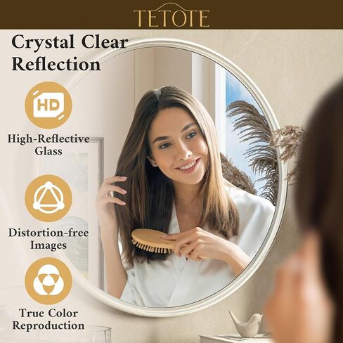 TETOTE Round Mirror 24 inch Brushed Nickel Mirror for Bathroom in Kuwait