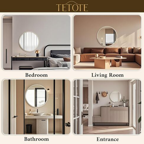 TETOTE Round Mirror 24 inch Brushed Nickel Mirror for Bathroom in Kuwait