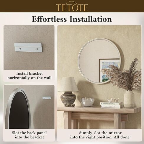 TETOTE Round Mirror 24 inch Brushed Nickel Mirror for Bathroom in Kuwait