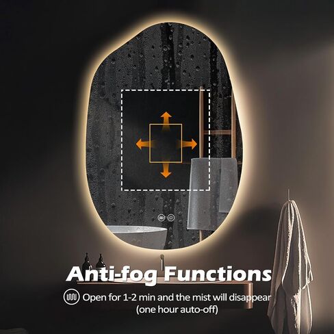 LED Bathroom Mirror with Lights, 26x38 Inch LED Bathroom Vanity Mirror Smart Backlit Mirror for Bathroom with 3 Colors, Dimmable, Anti-Fog, Memory, Al-Alloy Lampshade (Horizontal/Vertical) in Saudi Arabia