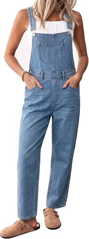 Women's Denim Overalls Adjustable Strap Bib Jumpsuit Straight Leg Casual Jean Overalls with Pockets in Saudi Arabia