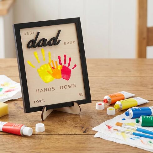 Best Dad Ever Hands Down Sign Personalized Father's Day Birthday Gifts Handprint Wooden Plaque Dad Gifts from Daughter Son Birthday Gifts Dad Art Sign Home Decoration (Best Dad Middle) in Saudi Arabia
