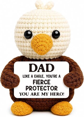 Dad Gifts for Fathers Day - Ideal Father's Day Birthday Gift for Dad from Daughter Son Wife, Fathers Day Decoration for Men Father Daddy - I Love You Dads Handmade Crochet Small Bald Eagle in Saudi Arabia