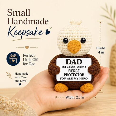 Dad Gifts for Fathers Day - Ideal Father's Day Birthday Gift for Dad from Daughter Son Wife, Fathers Day Decoration for Men Father Daddy - I Love You Dads Handmade Crochet Small Bald Eagle in Saudi Arabia