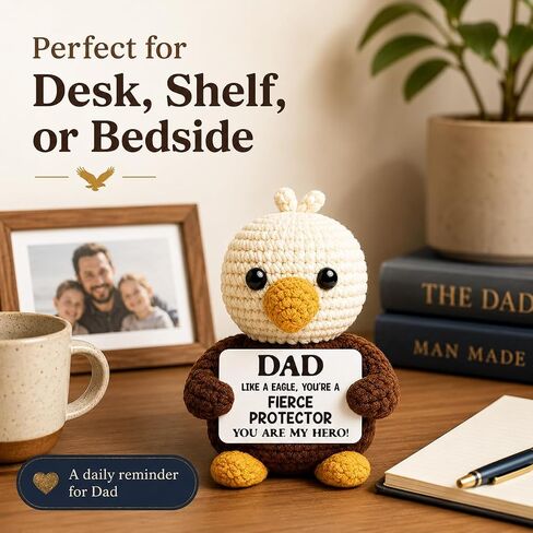 Dad Gifts for Fathers Day - Ideal Father's Day Birthday Gift for Dad from Daughter Son Wife, Fathers Day Decoration for Men Father Daddy - I Love You Dads Handmade Crochet Small Bald Eagle in Saudi Arabia