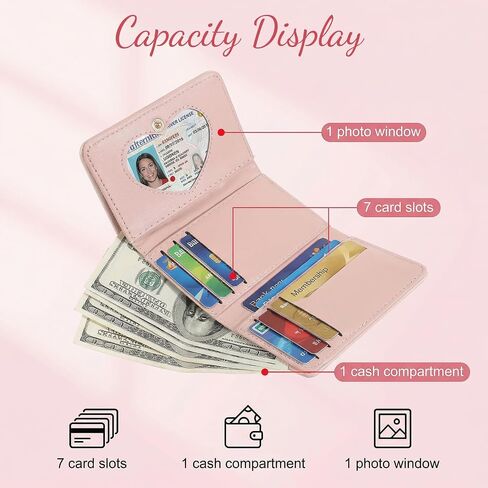 Women Pink Wallets, Cute Coquette Bow Wallet Fashion Small Wallets Aesthetic Credit Card Holder Leather Coin Purse with ID Window for Women in Kuwait
