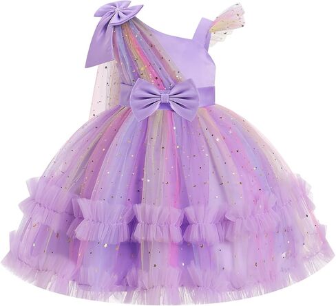 OBEEII Toddler Baby Girls Pageant Dress Sequins Heart Tulle Tutu Dress Flower Wedding Princess Birthday Party Prom Gown in Kuwait