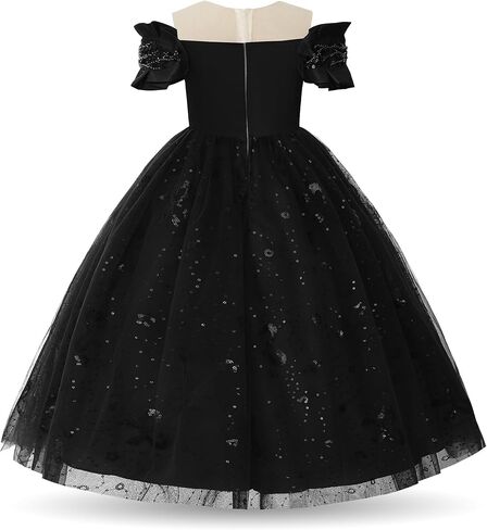 Uhnice Girls Sequin Tulle Dress Flower Girl Pageant Gown for Wedding Party Birthday in Kuwait