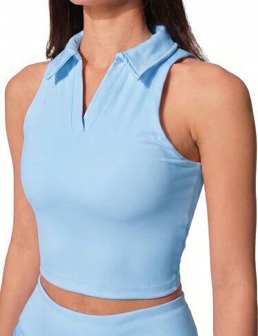 Women's Sleeveless Golf Polo Shirts Collared Athletic Cropped Tennis Tops Moisture Wicking Quick Dry Workout Tank Top in Saudi Arabia