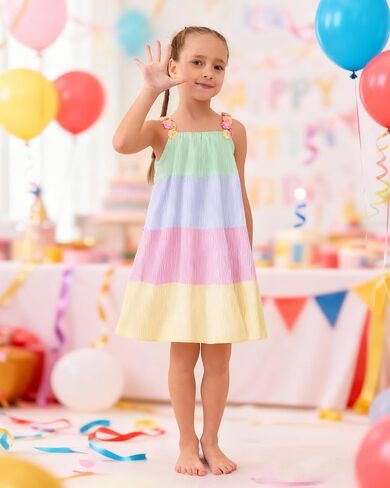 Toddler Girls Summer Dresses 3-Pieces Casual Sleeveless Sundress Girls' Flower Strap Dress with Bag and Hat Outfits in Saudi Arabia
