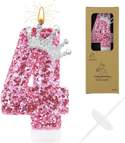 Purple Crown Birthday Candles, 2.76 Inch Glitter Number 7 Candle with Sequins, Cake Topper Decorations for Girls and Women Birthday Party Anniversary Celebrations Supplies in Saudi Arabia