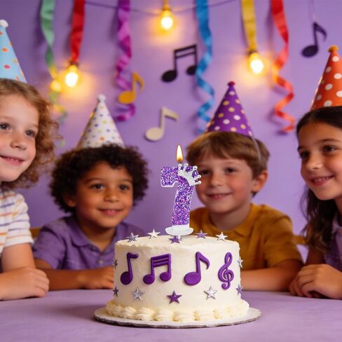 Purple Crown Birthday Candles, 2.76 Inch Glitter Number 7 Candle with Sequins, Cake Topper Decorations for Girls and Women Birthday Party Anniversary Celebrations Supplies in Saudi Arabia