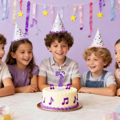 Purple Crown Birthday Candles, 2.76 Inch Glitter Number 7 Candle with Sequins, Cake Topper Decorations for Girls and Women Birthday Party Anniversary Celebrations Supplies in Saudi Arabia
