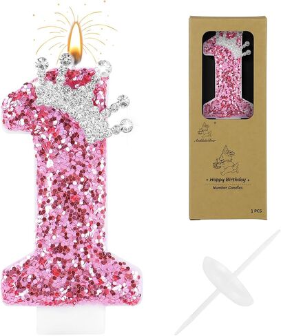 Purple Crown Birthday Candles, 2.76 Inch Glitter Number 7 Candle with Sequins, Cake Topper Decorations for Girls and Women Birthday Party Anniversary Celebrations Supplies in Saudi Arabia