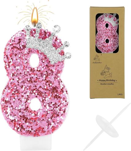 Purple Crown Birthday Candles, 2.76 Inch Glitter Number 7 Candle with Sequins, Cake Topper Decorations for Girls and Women Birthday Party Anniversary Celebrations Supplies in Saudi Arabia