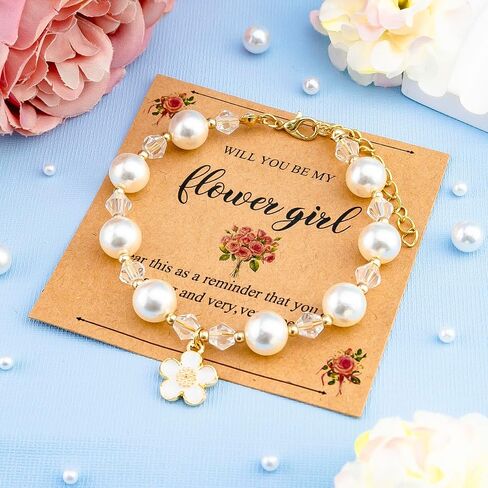 Bridesmaid Proposal Gifts Bridesmaid Gifts For Wedding Day Gold Pearl Bracelets For Women Maid Of Honor Bridal Bracelets For Wedding Bridal Party Proposal Box Stuffers in Saudi Arabia