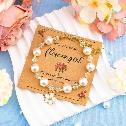 Bridesmaid Proposal Gifts Bridesmaid Gifts For Wedding Day Gold Pearl Bracelets For Women Maid Of Honor Bridal Bracelets For Wedding Bridal Party Proposal Box Stuffers in Saudi Arabia
