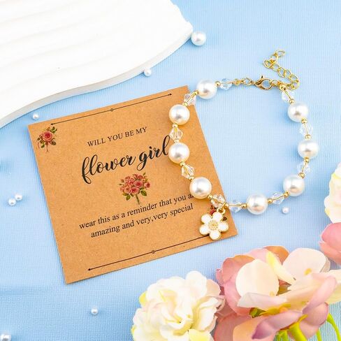 Bridesmaid Proposal Gifts Bridesmaid Gifts For Wedding Day Gold Pearl Bracelets For Women Maid Of Honor Bridal Bracelets For Wedding Bridal Party Proposal Box Stuffers in Saudi Arabia