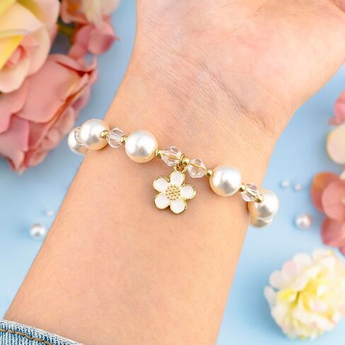 Bridesmaid Proposal Gifts Bridesmaid Gifts For Wedding Day Gold Pearl Bracelets For Women Maid Of Honor Bridal Bracelets For Wedding Bridal Party Proposal Box Stuffers in Saudi Arabia
