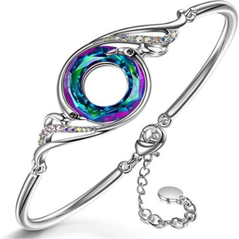 "Rise From the Ashes Phoenix Bracelet Made with Crystals from Austria, Adjustable Bangle for Women 7"+2", Birthday Gift for Her, Symbol of Luck and Renewal in Saudi Arabia