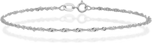 IceCarats 14K الذهب الأبيض الصلب 1.4 ملم سوار سلسلة سنغافورة لذيذ مصقول in Kuwait