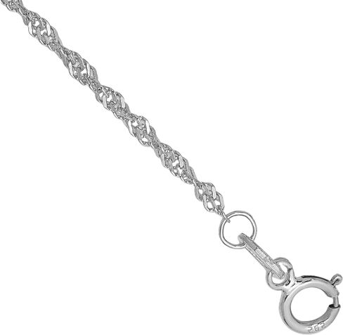 IceCarats 14K الذهب الأبيض الصلب 1.4 ملم سوار سلسلة سنغافورة لذيذ مصقول in Kuwait