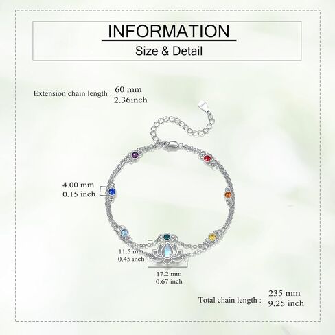 Lotus Chakra Bracelet Sterling Silver S925 Moonstone Lotus Chakras Double Layered Bracelet Yoga Spiritual Jewelry For Women Female Healing Energy Gifts in Kuwait