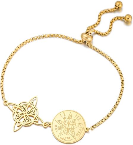 TEAMER Adjustable Tetragrammaton Witch Knot Bracelet Stainless Steel Double Amulet Protection Bracelet Solomon Pentagram Jewelry For Women in Kuwait