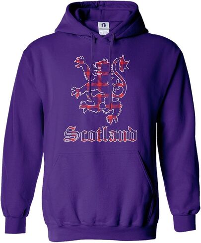 Threadrock Women's Plaid Lion of Scotland Hoodie Sweatshirt in Kuwait