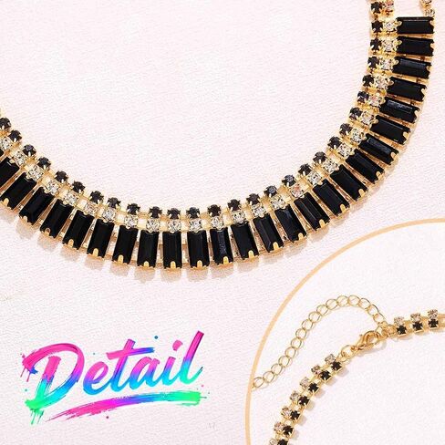 Sixexey Black and Gold Jewelry Set Rhinestone Jewelry Sparkly Prom Jewelry Accessories for Women in Kuwait