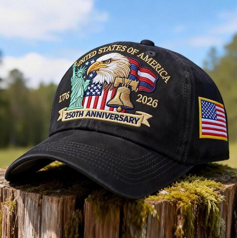 250th Anniversary USA Hat Adjustable United States Embroidered America Baseball Cap Eagle for Men Women Patriotic 4th of July Independence Day 250th Years Gift Merchandise Black in Saudi Arabia