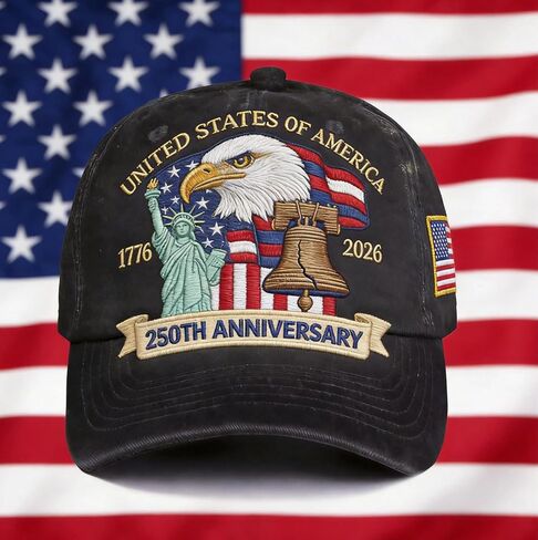 250th Anniversary USA Hat Adjustable United States Embroidered America Baseball Cap Eagle for Men Women Patriotic 4th of July Independence Day 250th Years Gift Merchandise Black in Saudi Arabia