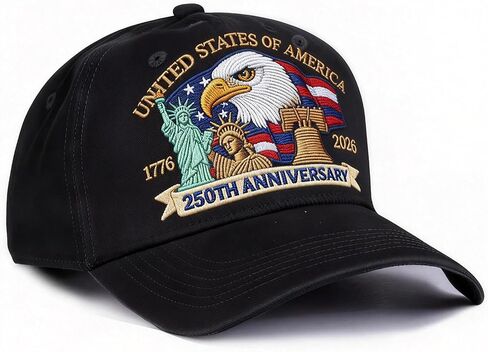 250th Anniversary USA Hat Adjustable United States Embroidered America Baseball Cap Eagle for Men Women Patriotic 4th of July Independence Day 250th Years Gift Merchandise Black in Saudi Arabia