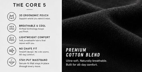 Aloura Elysium Mens Briefs Underwear, Breathable Cotton Underwear for Men, Tagless Comfort Pouch, Black in Kuwait