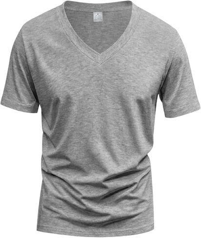 Mens Shirts Classic V Neck T Shirts Short Sleeve Soft Comfortable T-Shirt Breathable Solid Colour Tops for Daily Work in Saudi Arabia