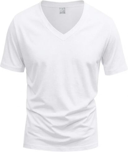 Mens Shirts Classic V Neck T Shirts Short Sleeve Soft Comfortable T-Shirt Breathable Solid Colour Tops for Daily Work in Saudi Arabia
