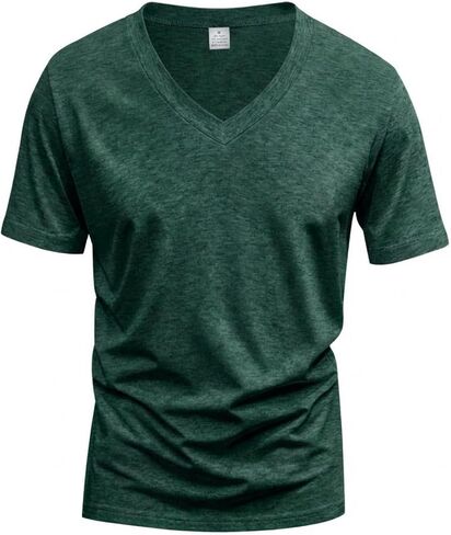 Mens Shirts Classic V Neck T Shirts Short Sleeve Soft Comfortable T-Shirt Breathable Solid Colour Tops for Daily Work in Saudi Arabia