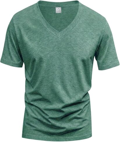 Mens Shirts Classic V Neck T Shirts Short Sleeve Soft Comfortable T-Shirt Breathable Solid Colour Tops for Daily Work in Saudi Arabia