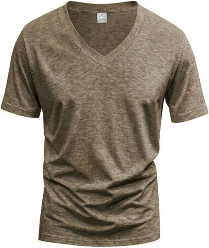 Mens Shirts Classic V Neck T Shirts Short Sleeve Soft Comfortable T-Shirt Breathable Solid Colour Tops for Daily Work in Saudi Arabia