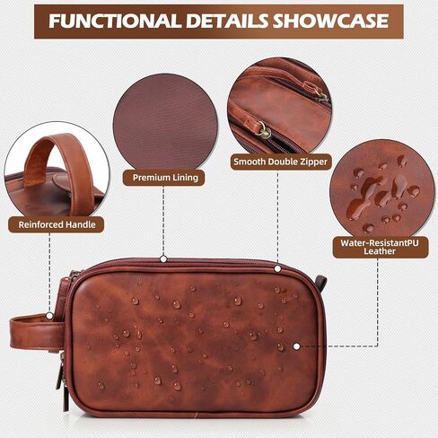 Personalized Travel Toiletry Bag for Men, Father Day Gifts, Engraved Initials Waterproof PU Leather Toiletry Bag, Large Capacity Portable Shaving Bag, Unique Birthday Gift for Men Dad Husband Him,M in Kuwait