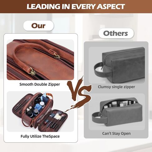 Personalized Travel Toiletry Bag for Men, Father Day Gifts, Engraved Initials Waterproof PU Leather Toiletry Bag, Large Capacity Portable Shaving Bag, Unique Birthday Gift for Men Dad Husband Him,M in Kuwait