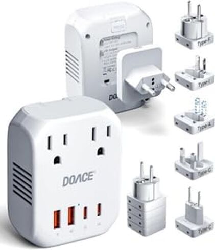 1600W Pure Sine Wave Voltage Converter US to Europe for Hair Dryer Straightener Curling Iron-220V to 110V Converter for European Travel, 6 in1 Power Converter Adapter Combo with UK/AU/EU Plug Adapters in Saudi Arabia