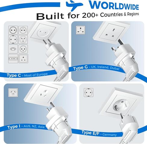 1600W Pure Sine Wave Voltage Converter US to Europe for Hair Dryer Straightener Curling Iron-220V to 110V Converter for European Travel, 6 in1 Power Converter Adapter Combo with UK/AU/EU Plug Adapters in Saudi Arabia