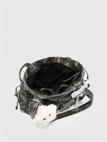 WDIRARA Women's Camo Pattern Tote Bags Multi Pockets Shoulder Bag Y2k Handbag in Kuwait